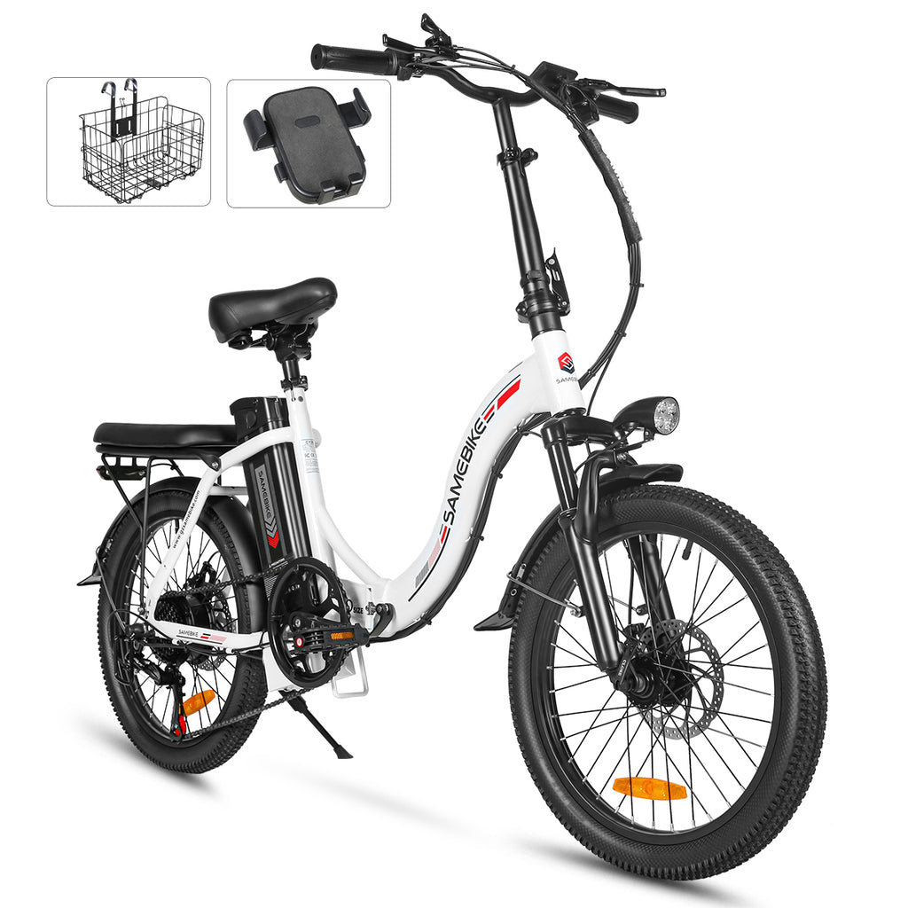 Vélo électrique SAMEBIKE CY20 FT - moteur 350W batterie 36V13AH  autonomie 35KM autonomie freins à disque mécaniques - Blanc