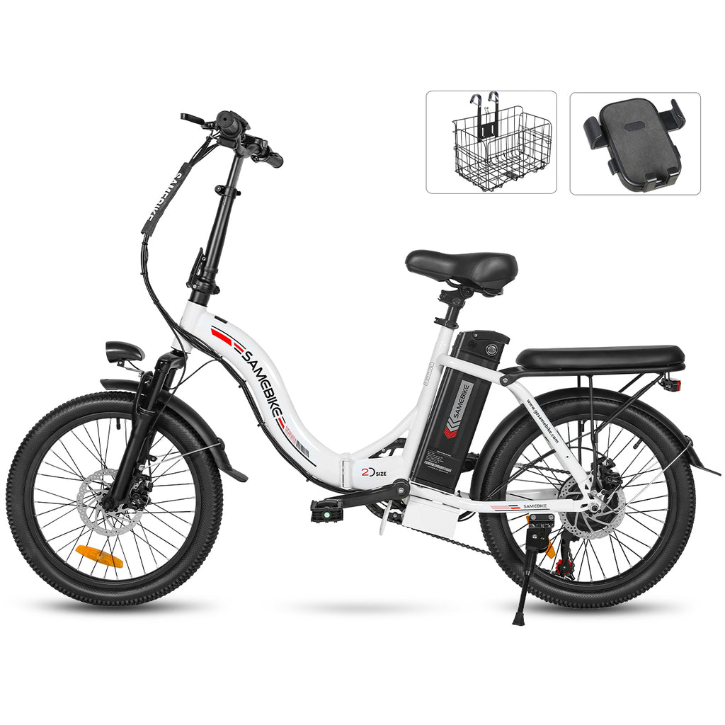 Vélo électrique SAMEBIKE CY20 FT - moteur 350W batterie 36V13AH  autonomie 35KM autonomie freins à disque mécaniques - Blanc
