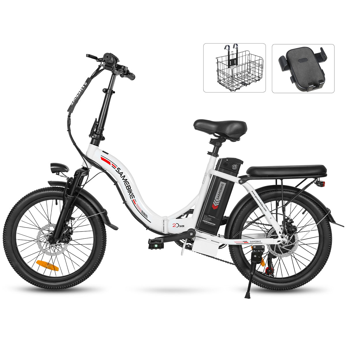 Vélo électrique SAMEBIKE CY20 FT - moteur 350W batterie 36V13AH  autonomie 35KM autonomie freins à disque mécaniques - Blanc