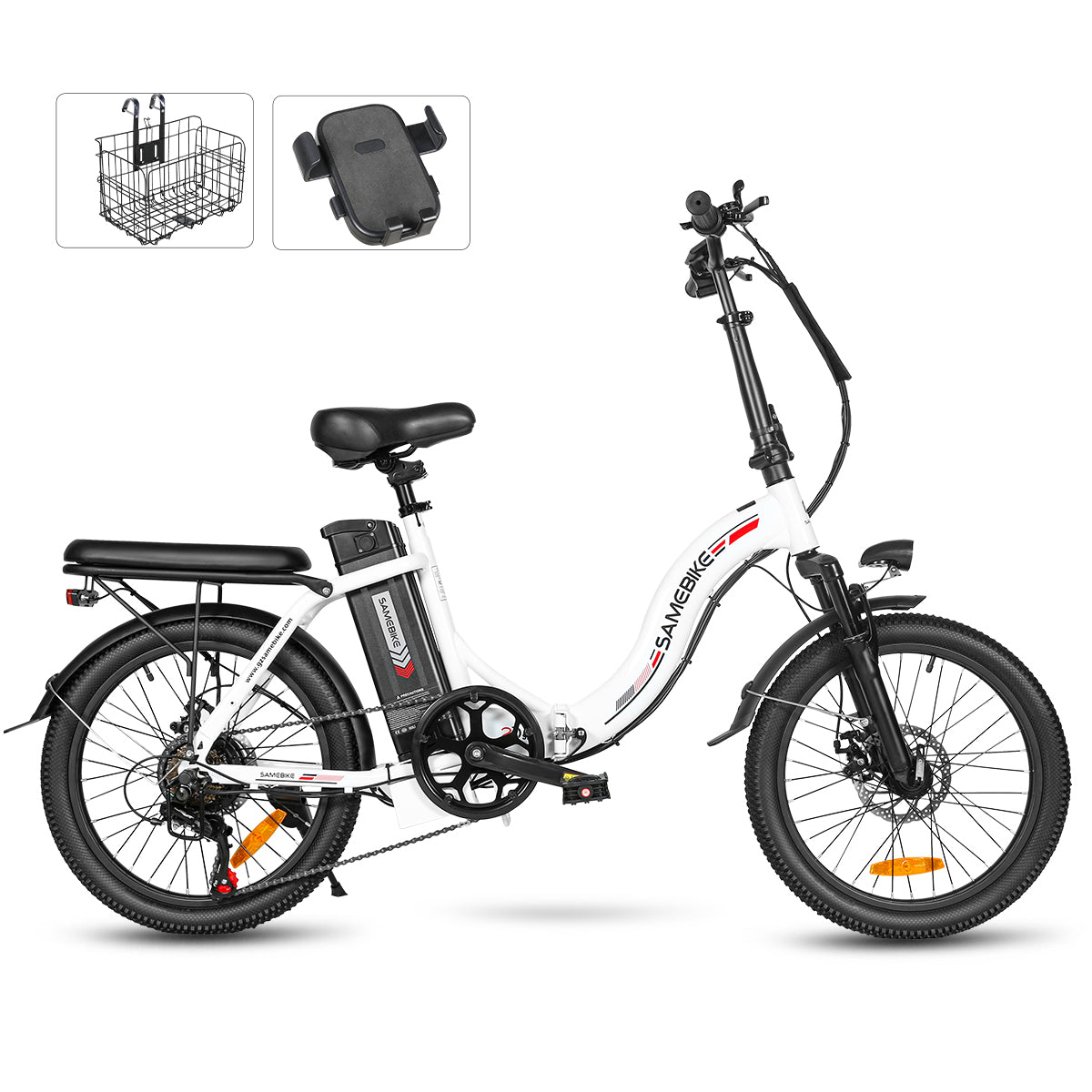 Vélo électrique SAMEBIKE CY20 FT - moteur 350W batterie 36V13AH  autonomie 35KM autonomie freins à disque mécaniques - Blanc