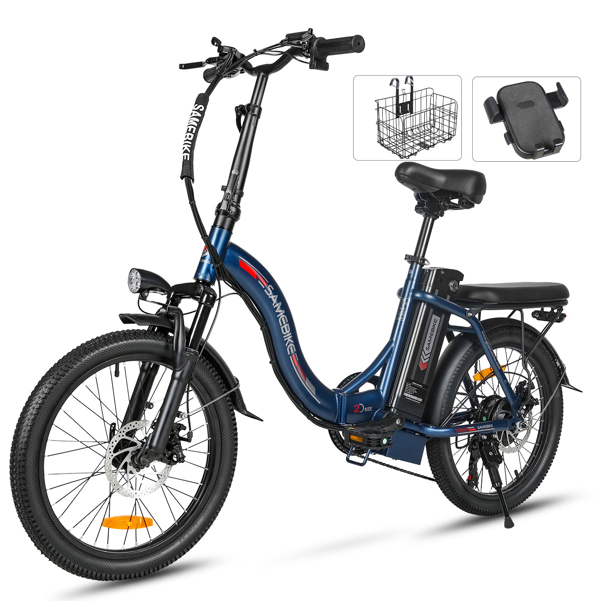 Vélo électrique SAMEBIKE CY20 FT - moteur 350W batterie 36V13AH  autonomie 35KM autonomie freins à disque mécaniques - Bleu Foncé