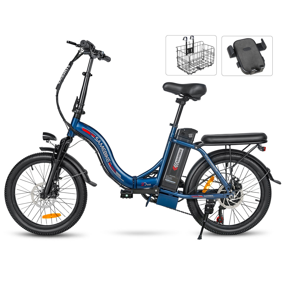 Vélo électrique SAMEBIKE CY20 FT - moteur 350W batterie 36V13AH  autonomie 35KM autonomie freins à disque mécaniques - Bleu Foncé