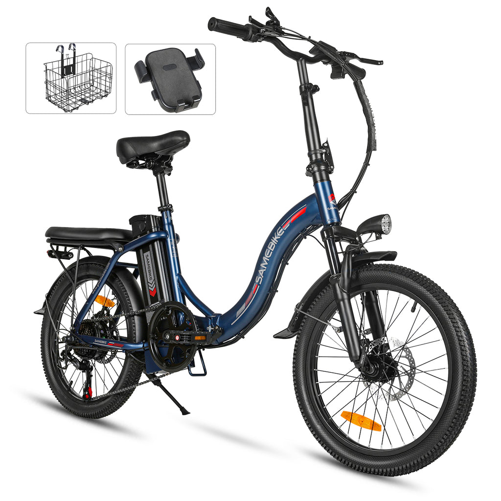 Vélo électrique SAMEBIKE CY20 FT - moteur 350W batterie 36V13AH  autonomie 35KM autonomie freins à disque mécaniques - Bleu Foncé