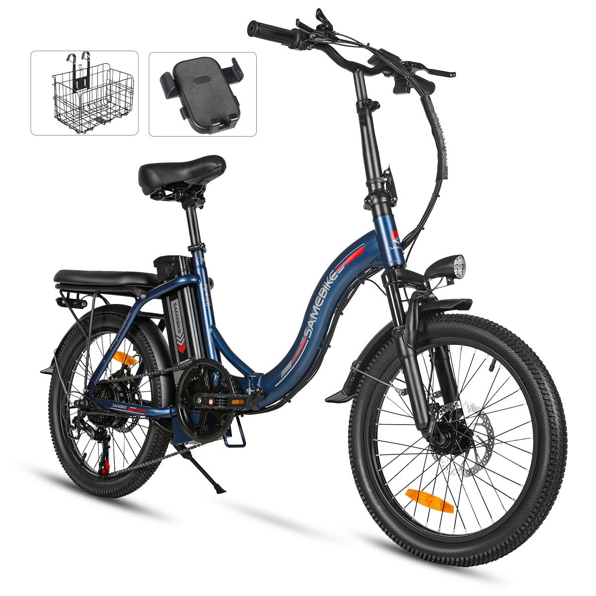 Vélo électrique SAMEBIKE CY20 FT - moteur 350W batterie 36V13AH  autonomie 35KM autonomie freins à disque mécaniques - Bleu Foncé
