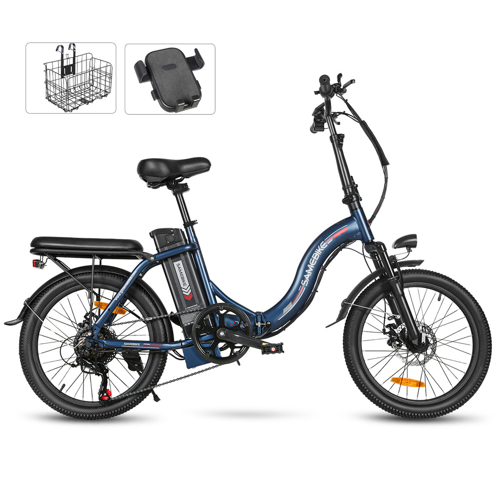 Vélo électrique SAMEBIKE CY20 FT - moteur 350W batterie 36V13AH  autonomie 35KM autonomie freins à disque mécaniques - Bleu Foncé