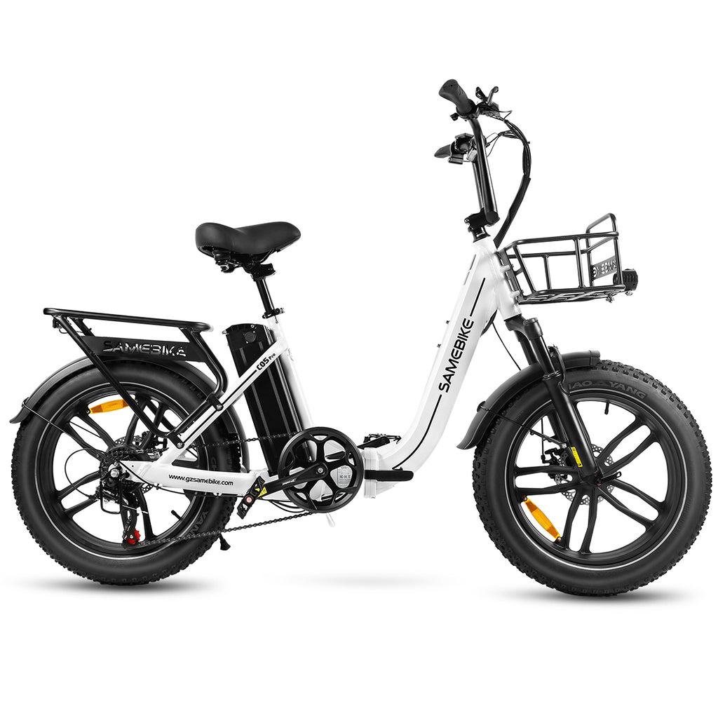 Vélo Électrique SAMEBIKE C05 Pro - Moteur 350W Batterie 36V13Ah Autonomie 35KM Freins à Disque Mécaniques - Blanc