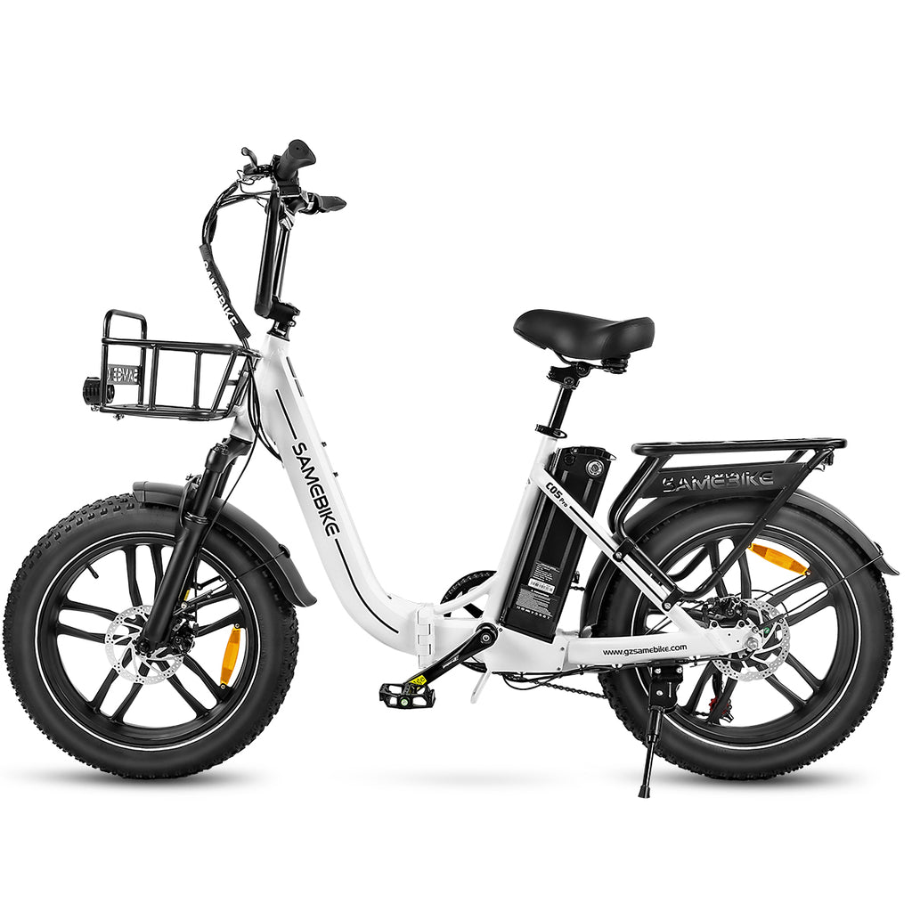Vélo Électrique SAMEBIKE C05 Pro - Moteur 350W Batterie 36V13Ah Autonomie 35KM Freins à Disque Mécaniques - Blanc