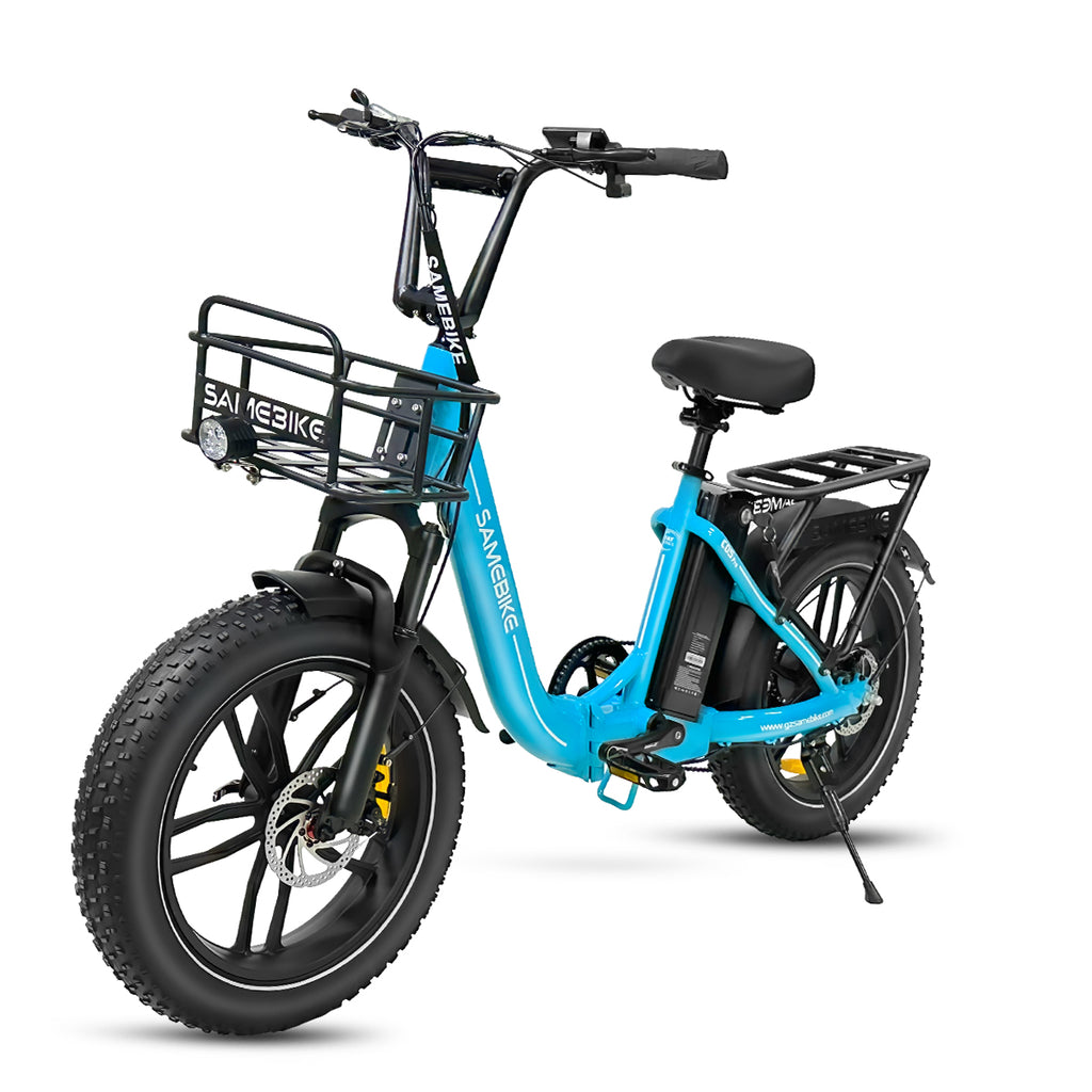 Vélo Électrique SAMEBIKE C05 Pro - Moteur 350W Batterie 36V13Ah Autonomie 35KM Freins à Disque Mécaniques - Bleu Lac