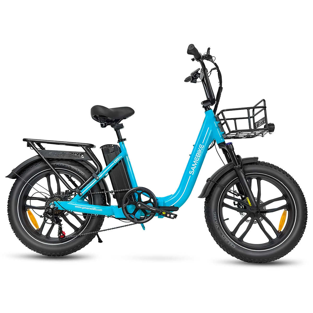 Vélo Électrique SAMEBIKE C05 Pro - Moteur 350W Batterie 36V13Ah Autonomie 35KM Freins à Disque Mécaniques - Bleu Lac