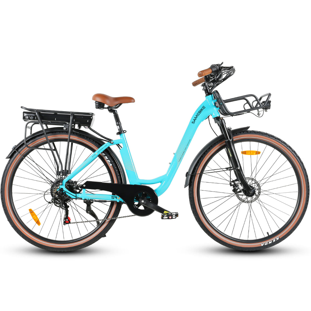 Vélo électrique SAMEBIKE RS-A07 - moteur 500W batterie 36V13Ah autonomie 40KM freins à disque mécaniques - Bleu Lac