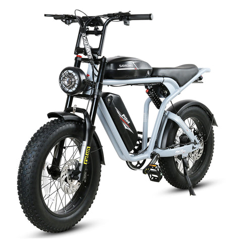SAMEBIKE M20-II Vélo électrique - moteur 1200W double batterie 48V18AH*2 autonomie 110KM frein à disque hydraulique - Gris argent