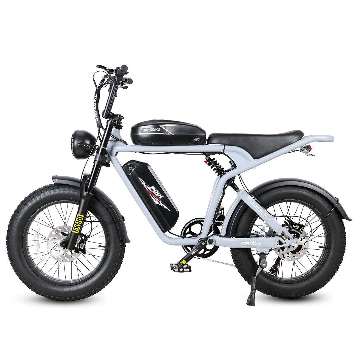 SAMEBIKE M20-II Vélo électrique - moteur 1200W double batterie 48V18AH*2 autonomie 110KM frein à disque hydraulique - Gris argent