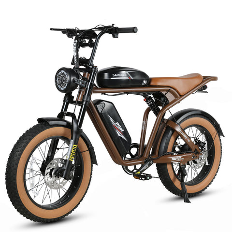 SAMEBIKE M20-II Vélo électrique - moteur 1200W double batterie 48V18AH*2 autonomie 110KM frein à disque hydraulique - Marron