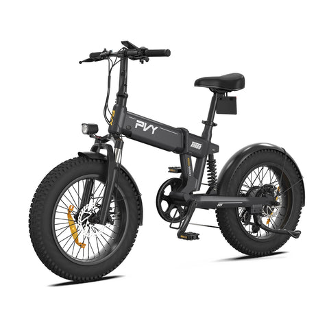 PVY Turbo Vélo Électrique - Moteur 250W Batterie 48V13AH Pneus 20" Freins à Disque Mécaniques - Gris