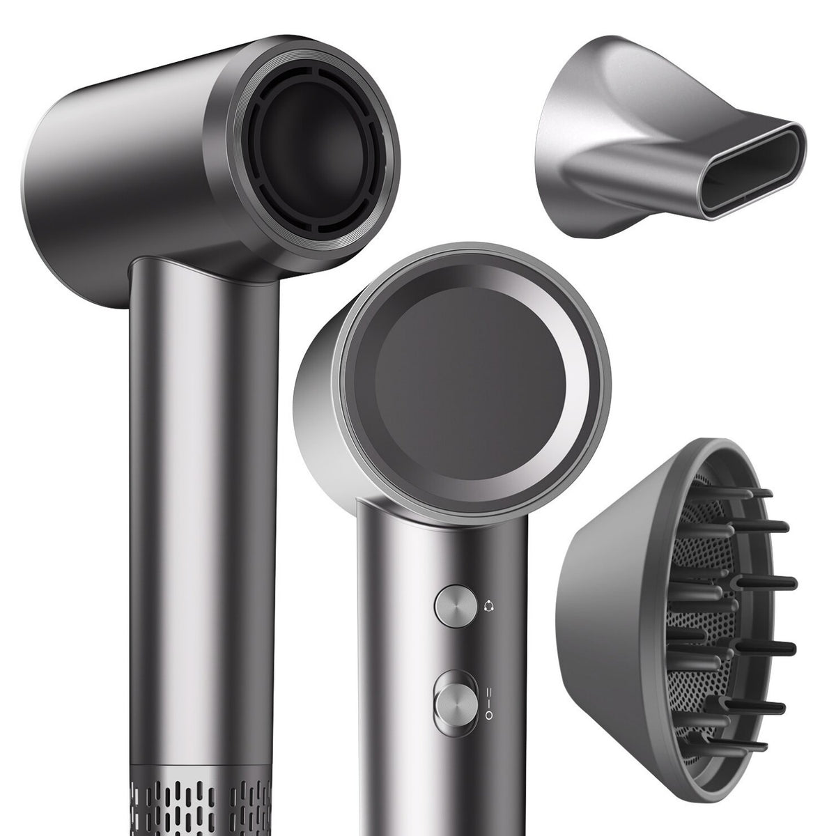 Micollme H6S Sèche-cheveux - Puissance de 1600W 23m/s Débit d'air Bruit 59dB 3 Modes de Chauffage - Gris