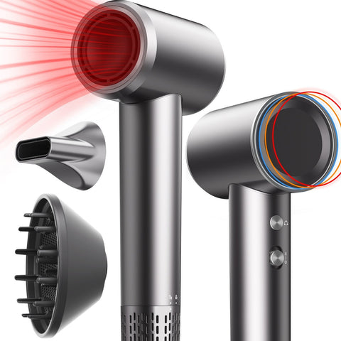 Micollme H6S Sèche-cheveux - Puissance de 1600W 23m/s Débit d'air Bruit 59dB 3 Modes de Chauffage - Gris