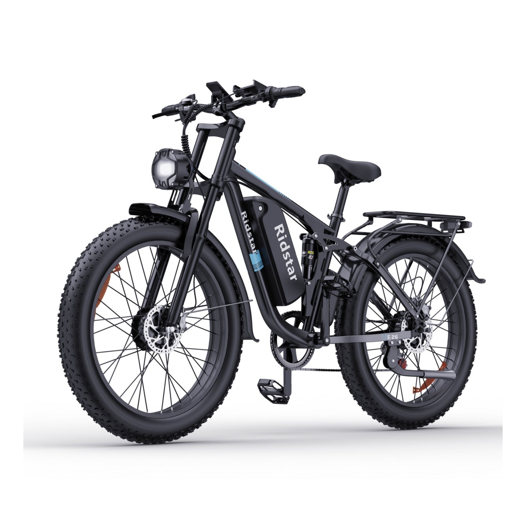 Vélo Électrique Ridstar E26 Pro - Dual Moteurs 500W*2 Batterie 48V23Ah Pneus 26" Frein à Disque d'huile Hydraulique - Noir