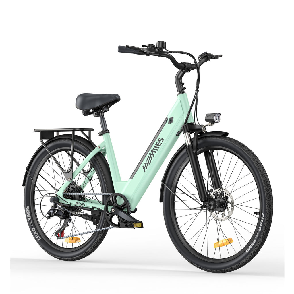Vélo Électrique HillMilES MileCity 1 - 250W Moteur 36V13Ah Batterie Pneus 26 Pouces Freins à Disques Mécaniques - Vert