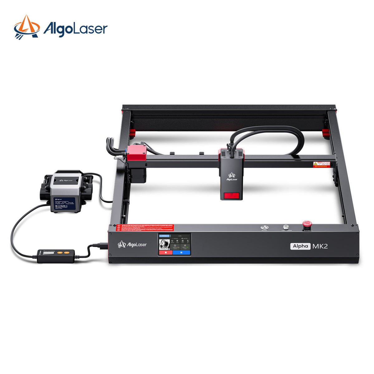 Graveur Laser ALGOLASER Alpha MK2 - Puissance Laser 20W Vitesse De Gravure 20000mm/min Surface De Travail 400*410mm Technologie De Source Lumineuse Space Hopper - Noir Rouge