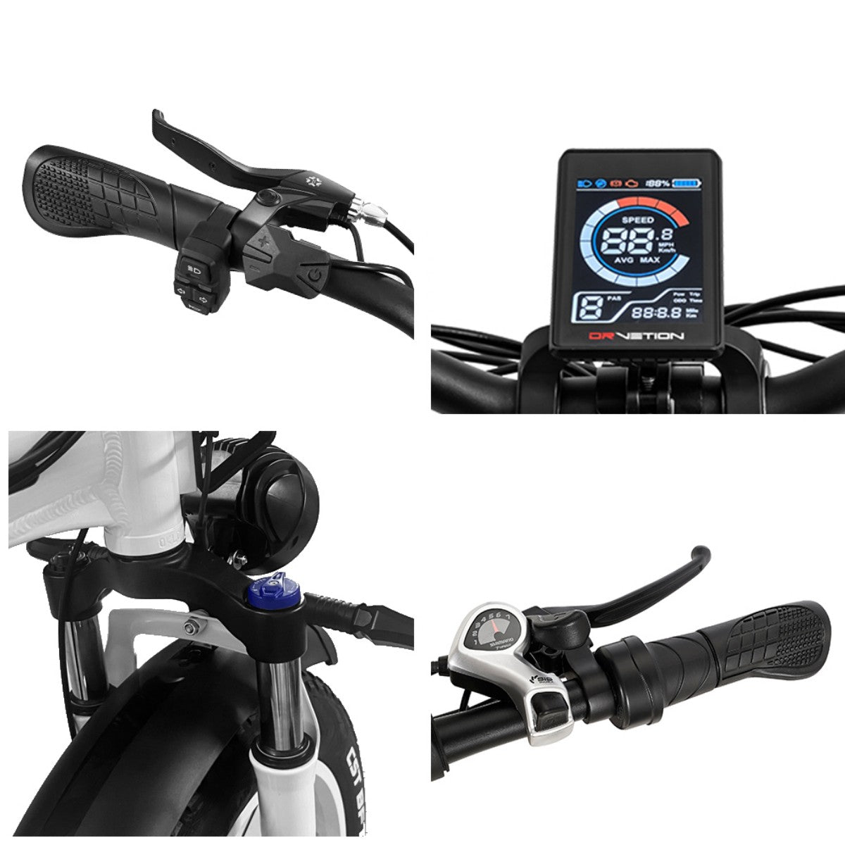 Vélo Électrique DrveTion CT20 - Moteur 750W Batterie 48V20AH Roues de 20 Pouces Freins à Huile - Blanc Perle