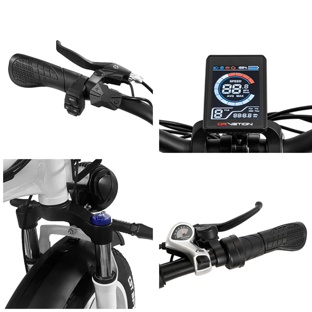 Vélo Électrique DrveTion CT20 - Moteur 750W Batterie 48V15AH Roues de 20 Pouces Freins à Huile - Blanc Perle