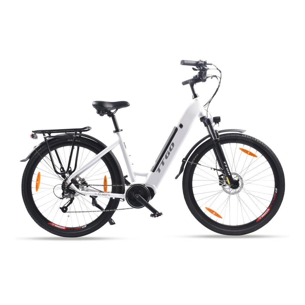 TTGO LK-ZZ-28ST Vélo Électrique - Moteur 250W Batterie 36V20AH Pneus de 28 Pouces Vitesse Max 25 km/h Freins à Disque Hydrauliques - Blanc
