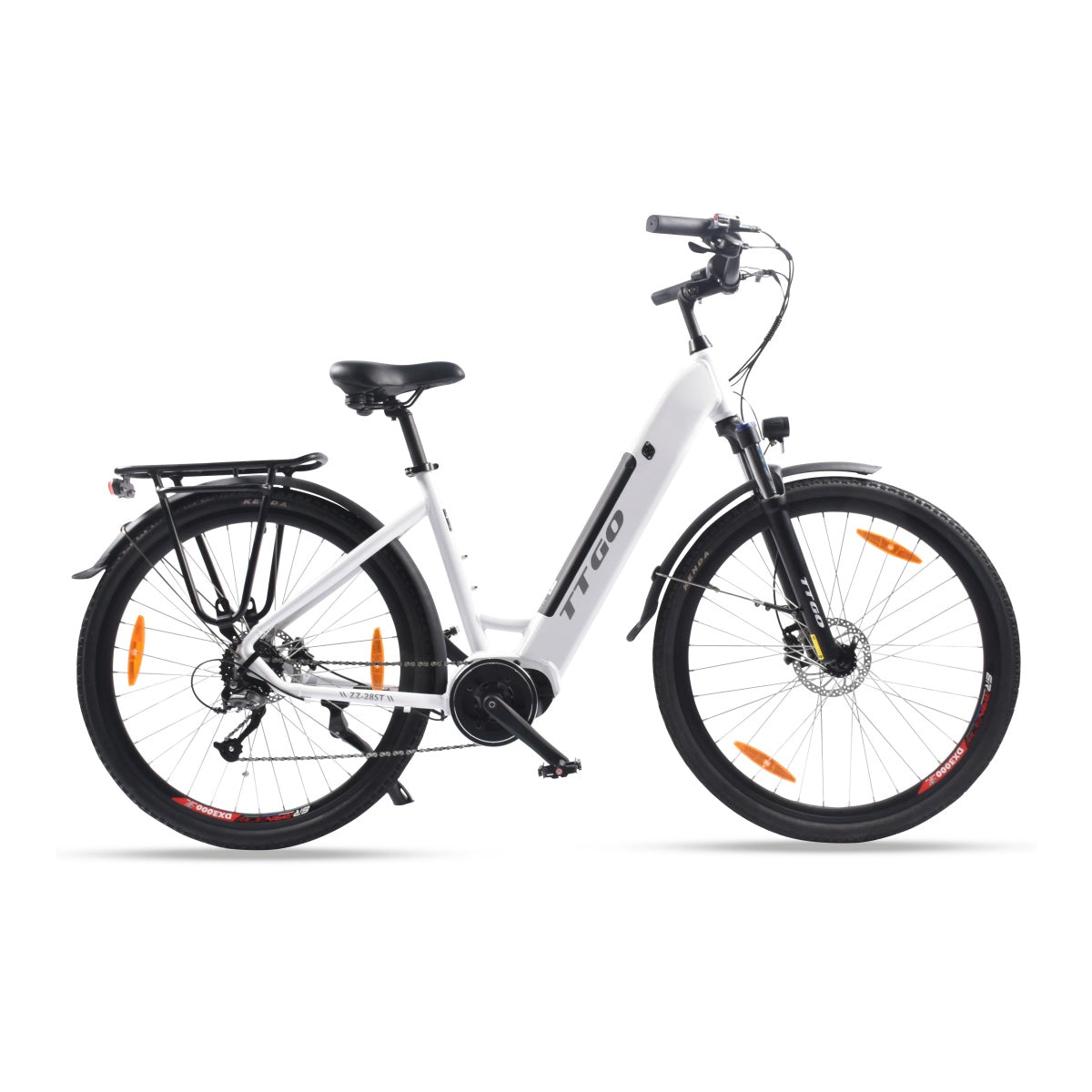 TTGO LK-ZZ-28ST Vélo Électrique - Moteur 250W Batterie 36V20AH Pneus de 28 Pouces Vitesse Max 25 km/h Freins à Disque Hydrauliques - Blanc