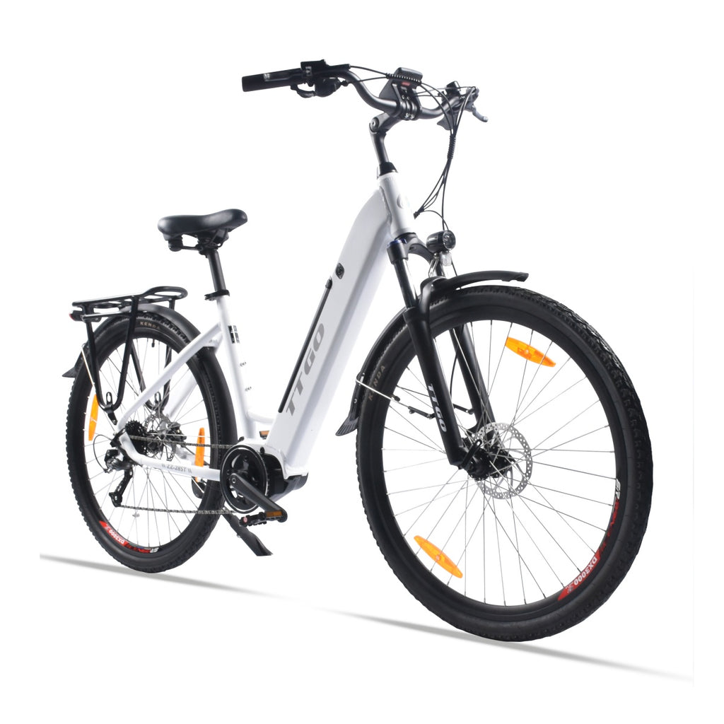 TTGO LK-ZZ-28ST Vélo Électrique - Moteur 250W Batterie 36V20AH Pneus de 28 Pouces Vitesse Max 25 km/h Freins à Disque Hydrauliques - Blanc