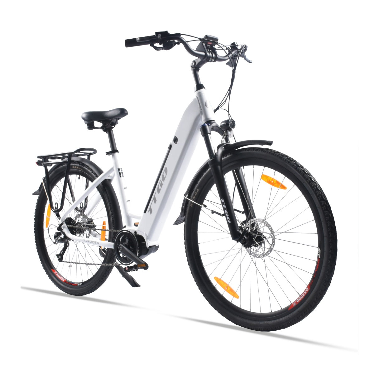 TTGO LK-ZZ-28ST Vélo Électrique - Moteur 250W Batterie 36V20AH Pneus de 28 Pouces Vitesse Max 25 km/h Freins à Disque Hydrauliques - Blanc