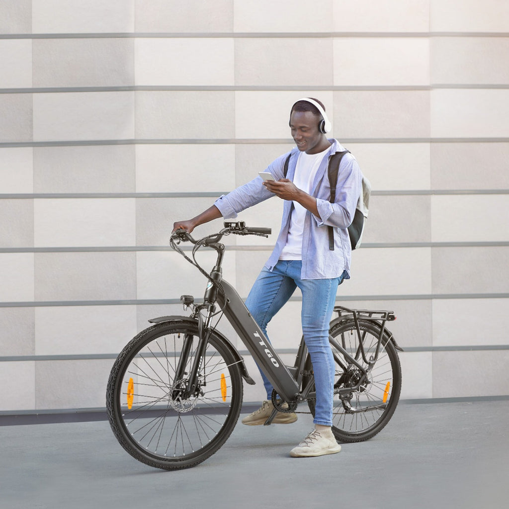 TTGO HZ-28ST Vélo Électrique - Moteur 250W Batterie 36V20AH Pneus de 28 Pouces Freins à Disque Mécaniques - Noir