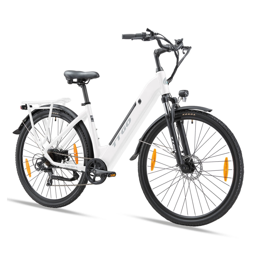 TTGO HZ-28ST Vélo Électrique - Moteur 250W Batterie 36V20AH Pneus de 28 Pouces Vitesse Max 25 km/h Freins à Disque Mécaniques - Blanc