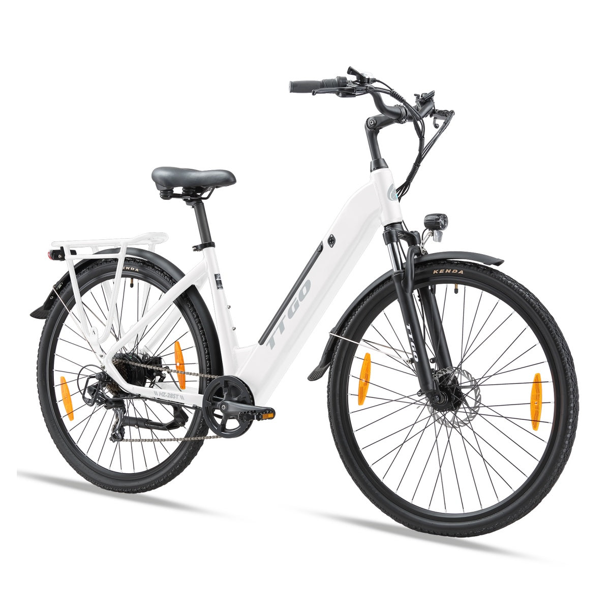 TTGO HZ-28ST Vélo Électrique - Moteur 250W Batterie 36V20AH Pneus de 28 Pouces Vitesse Max 25 km/h Freins à Disque Mécaniques - Blanc