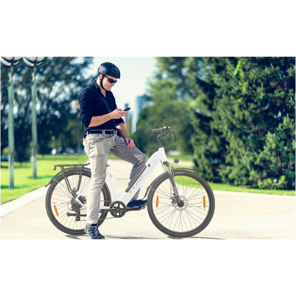 TTGO HZ-28ST Vélo Électrique - Moteur 250W Batterie 36V20AH Pneus de 28 Pouces Vitesse Max 25 km/h Freins à Disque Mécaniques - Blanc