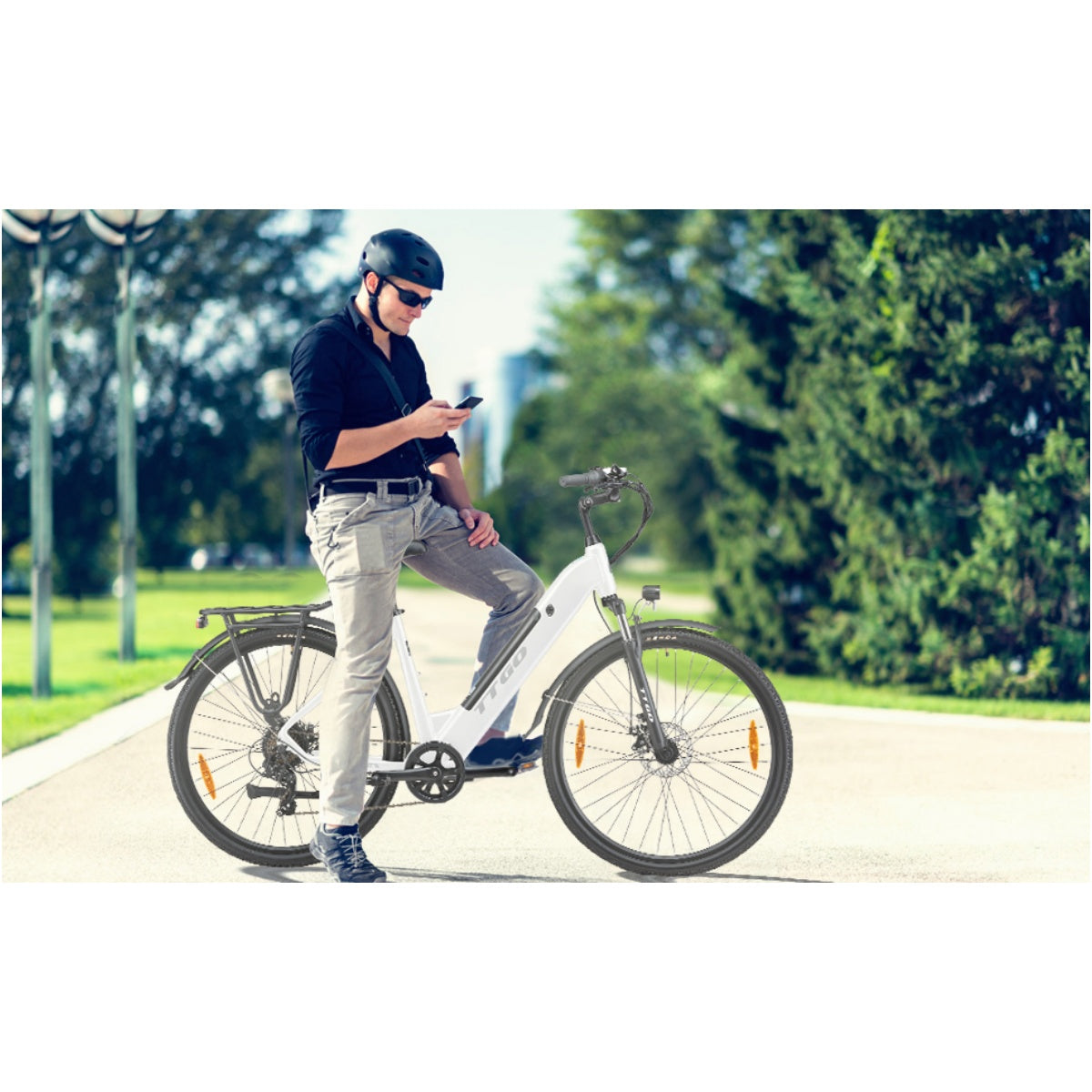 TTGO HZ-28ST Vélo Électrique - Moteur 250W Batterie 36V20AH Pneus de 28 Pouces Vitesse Max 25 km/h Freins à Disque Mécaniques - Blanc