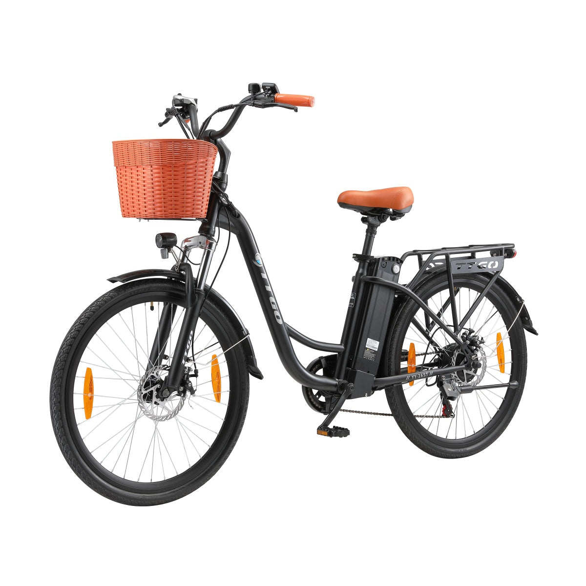 TTGO YY-26ST Vélo Électrique - Moteur 250W Batterie 36V14.5AH Pneus de 26 Pouces Freins à Disque Mécaniques - Noir