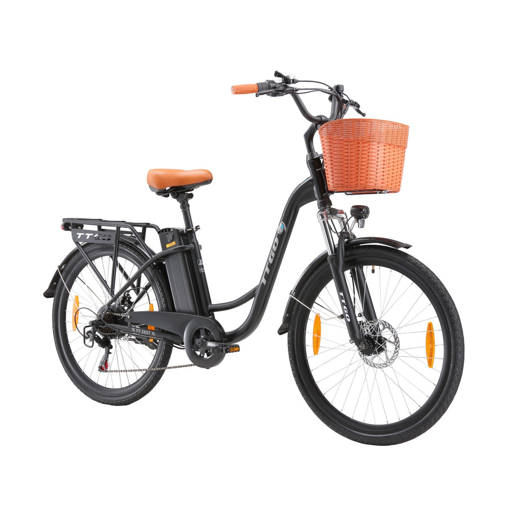 TTGO YY-26ST Vélo Électrique - Moteur 250W Batterie 36V14.5AH Pneus de 26 Pouces Freins à Disque Mécaniques - Noir