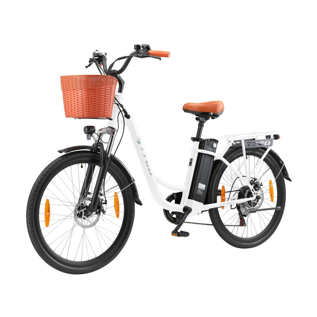 TTGO YY-26ST Vélo Électrique - Moteur 250W Batterie 36V14.5AH Pneus de 26 Pouces Vitesse Max 25 km/h Freins à Disque Mécaniques - Blanc