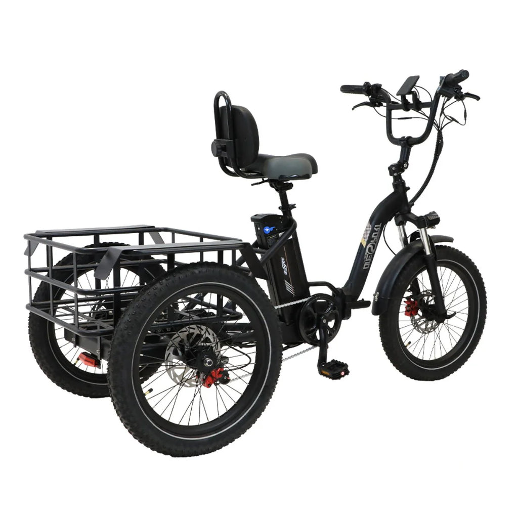 ONESPORT OT30 Vélo électrique à Trois Roues - Moteur 500W Batterie 48V13AH Pneus de 20 Pouces Freins Hydrauliques - Noir