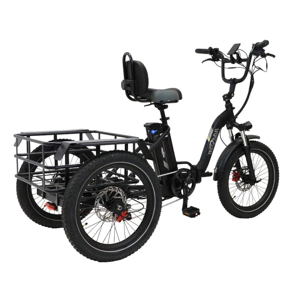 ONESPORT OT30 Vélo électrique à Trois Roues - Moteur 500W Batterie 48V13AH Pneus de 20 Pouces Freins Hydrauliques - Noir