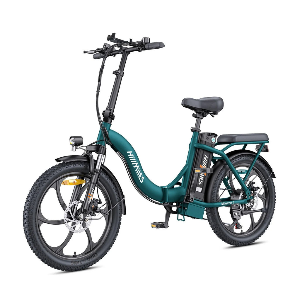 Vélo Électrique HillMiles MilePort 1 - 250W Moteur 36V13Ah Batterie Pneus 20 Pouces Freins à Disques Mécaniques - Vert