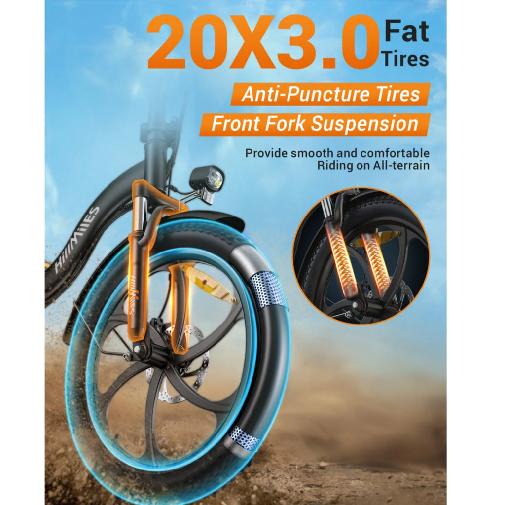 Vélo Électrique HillMiles MilePort 1 - 250W Moteur 36V13Ah Batterie Pneus 20 Pouces Freins à Disques Mécaniques - Vert