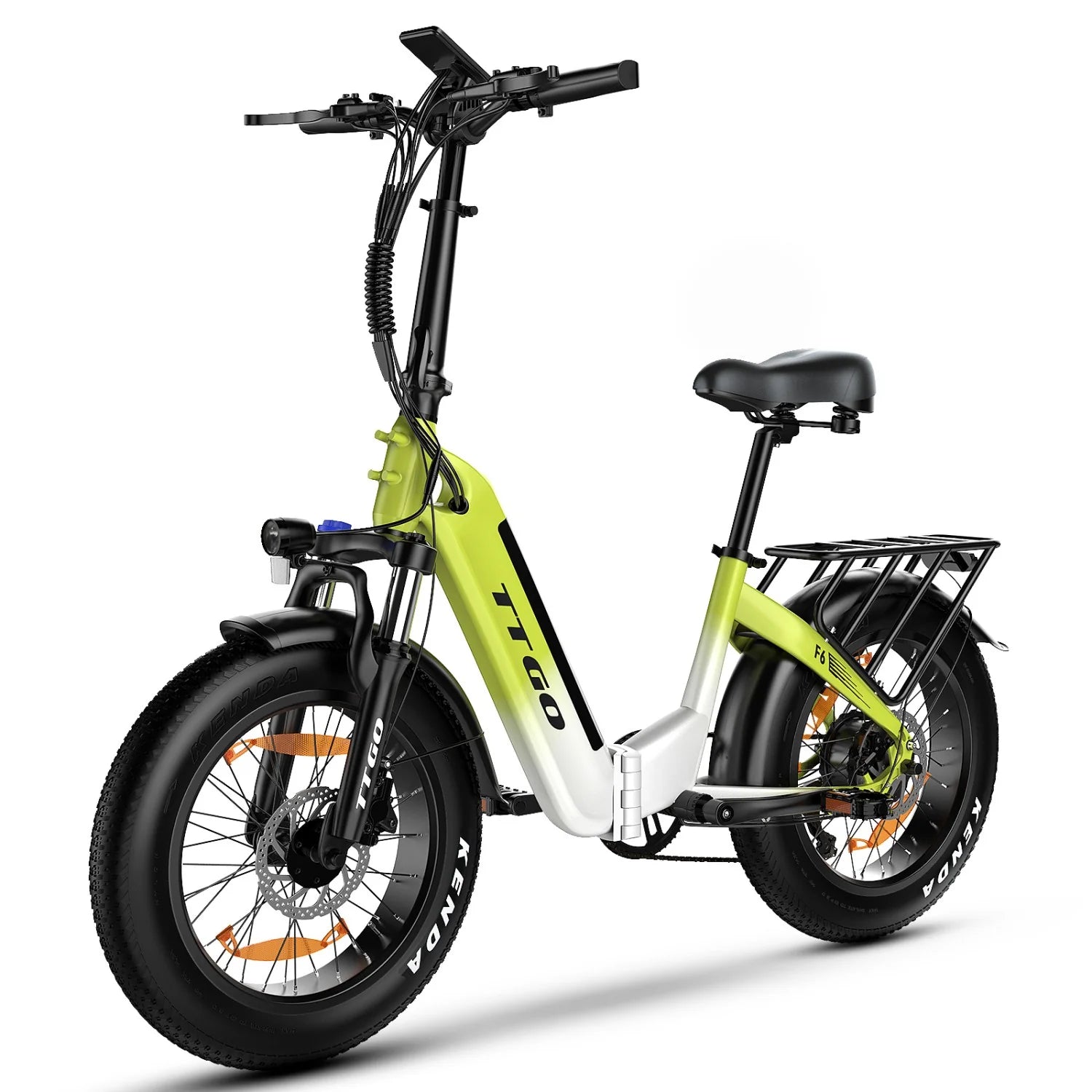 TTGO F6 Vélo Électrique - Moteur 250W Batterie 36V25AH Pneus de 20 Pouces Freins Hydrauliques - Blanc Vert
