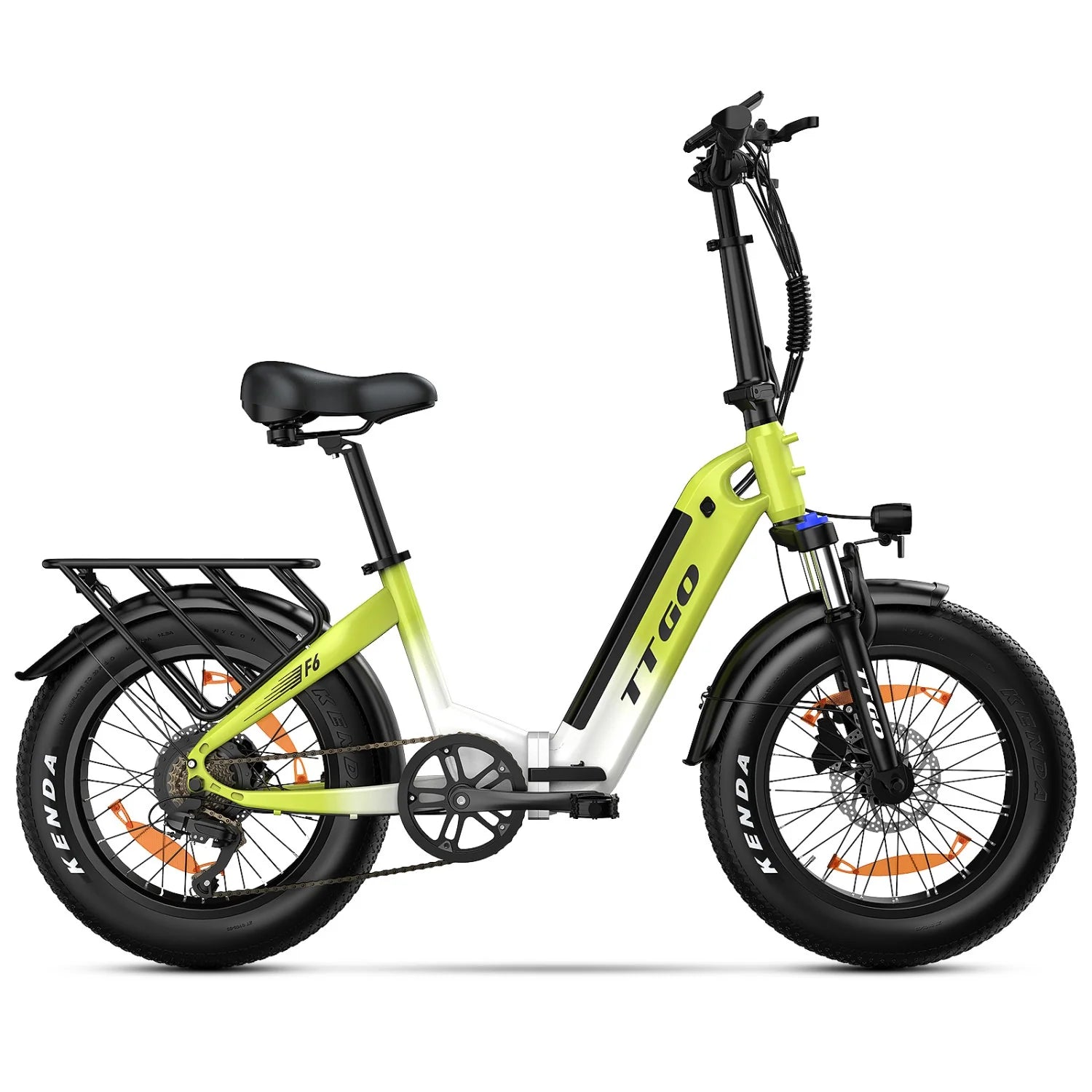 TTGO F6 Vélo Électrique - Moteur 250W Batterie 36V25AH Pneus de 20 Pouces Freins Hydrauliques - Blanc Vert