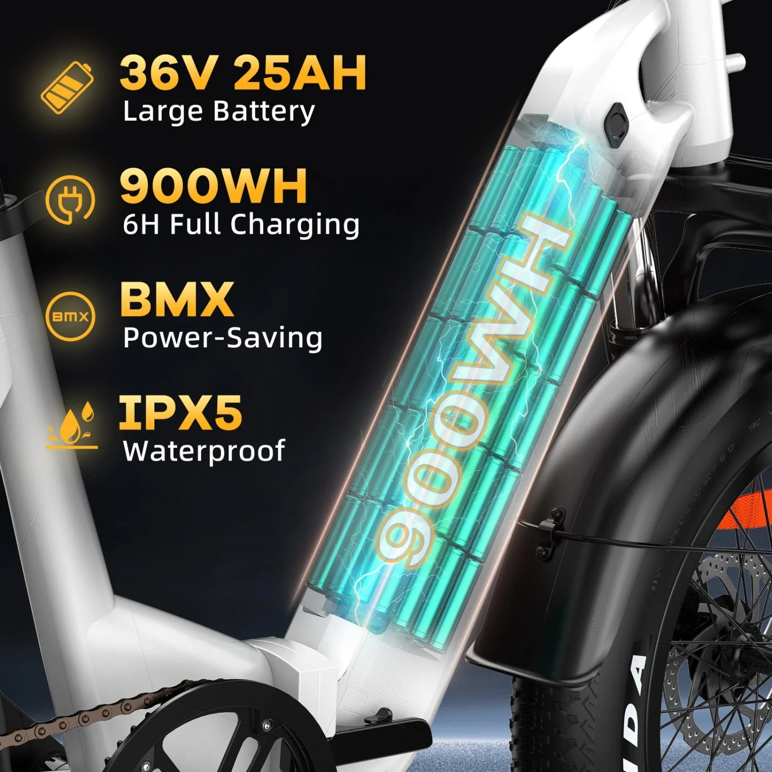 TTGO F6 Vélo Électrique - Moteur 250W Batterie 36V25AH Pneus de 20 Pouces Freins Hydrauliques - Blanc Vert