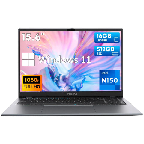 Chuwi GemiBook Plus-Ordinateur portable Intel Alder Lake-N150|16 Go+512 Go|FHD 15.6 pouces|Plus de performances|design ultra-léger