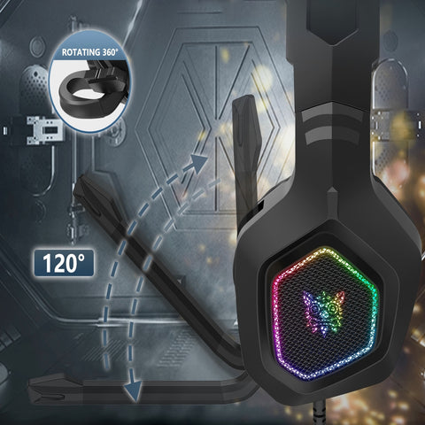ONIKUMA K10 Casque Gaming Sans Fil RGB Micro Haute Sensibilité - Noir