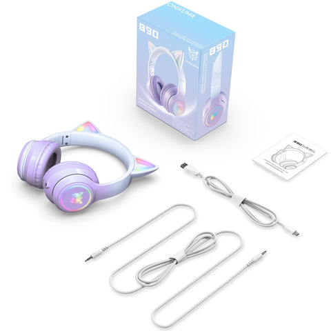 ONIKUMA B90 Casque Gaming RGB Micro Haute Sensibilité - Violet Dégradé