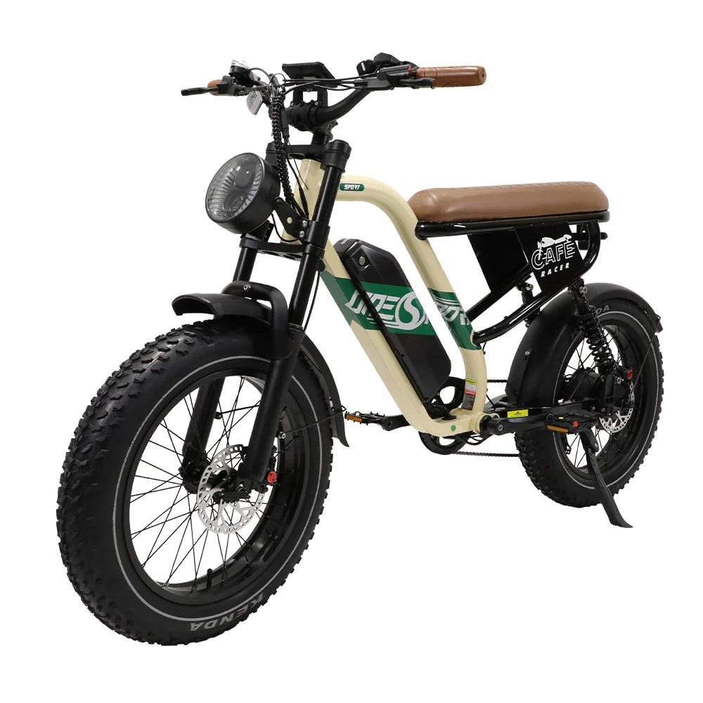 ONESPORT W66 Vélo électrique - Puissance 500W Batterie 48V 13.5Ah Pneus 20 Pouces Frein à Disque - Beige Jaune