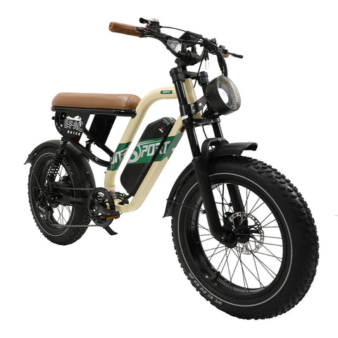 ONESPORT W66 Vélo électrique - Puissance 500W Batterie 48V 13.5Ah Pneus 20 Pouces Frein à Disque - Beige Jaune