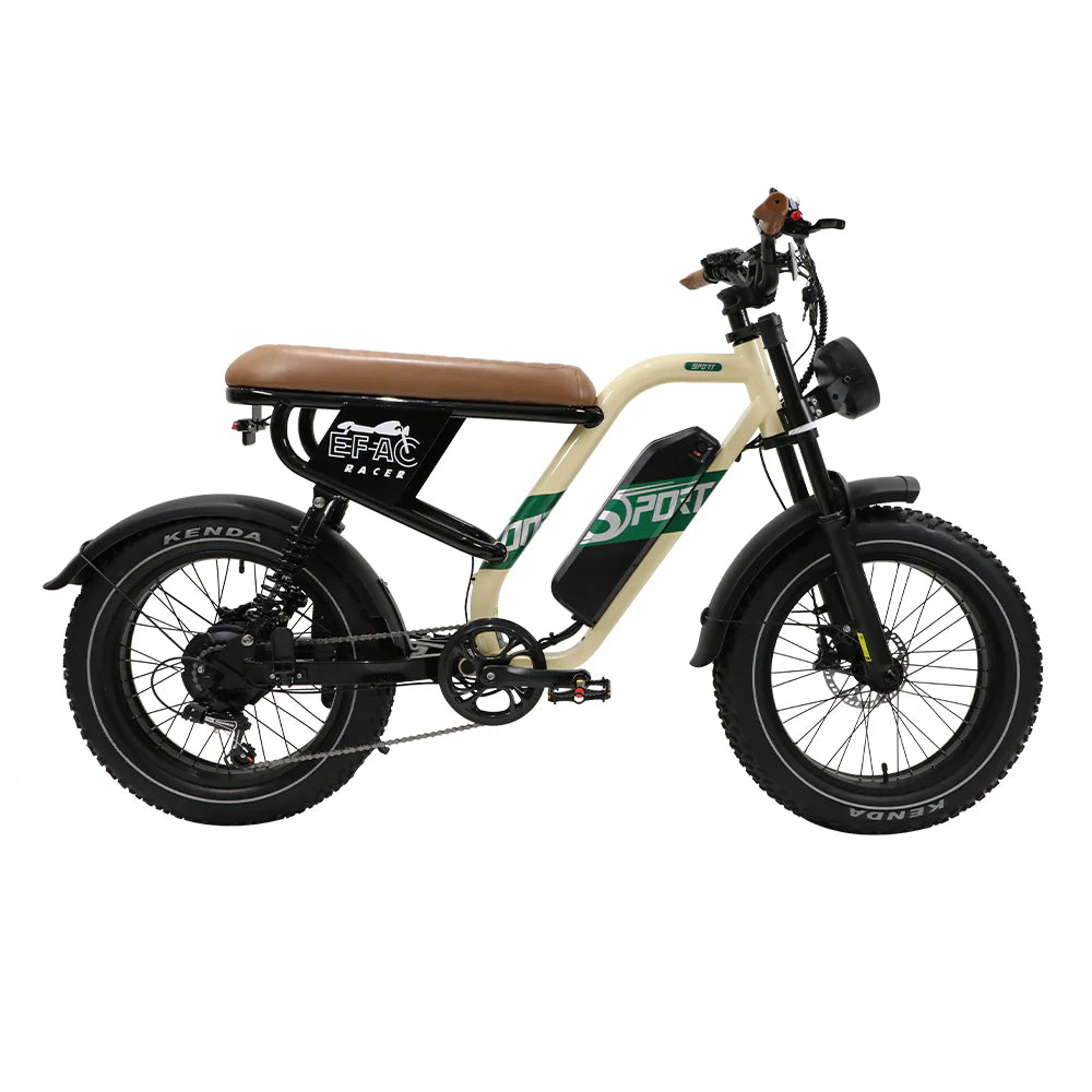 ONESPORT W66 Vélo électrique - Puissance 500W Batterie 48V 13.5Ah Pneus 20 Pouces Frein à Disque - Beige Jaune